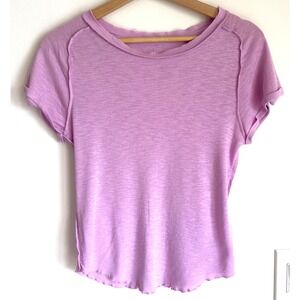 Anthropologie‎ Pilcro Ctn Modal Rolled Slve Raglan Raw Seam Tee-Purple-XS RRP$38